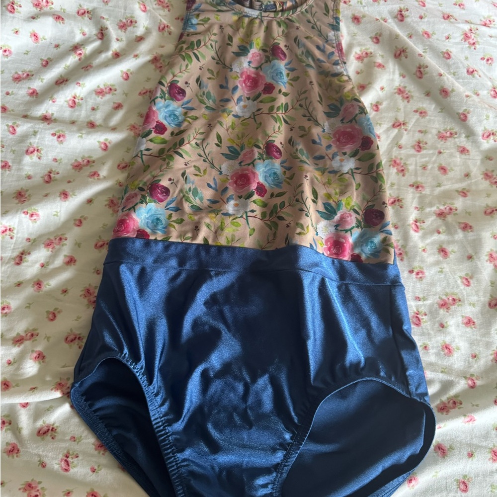 flowered leotard with blue bottom from suffolk